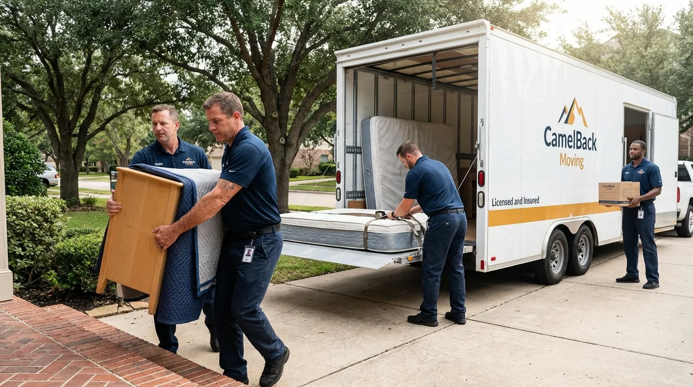Crew loading residential truck for cross-state move from Richmond, MN
