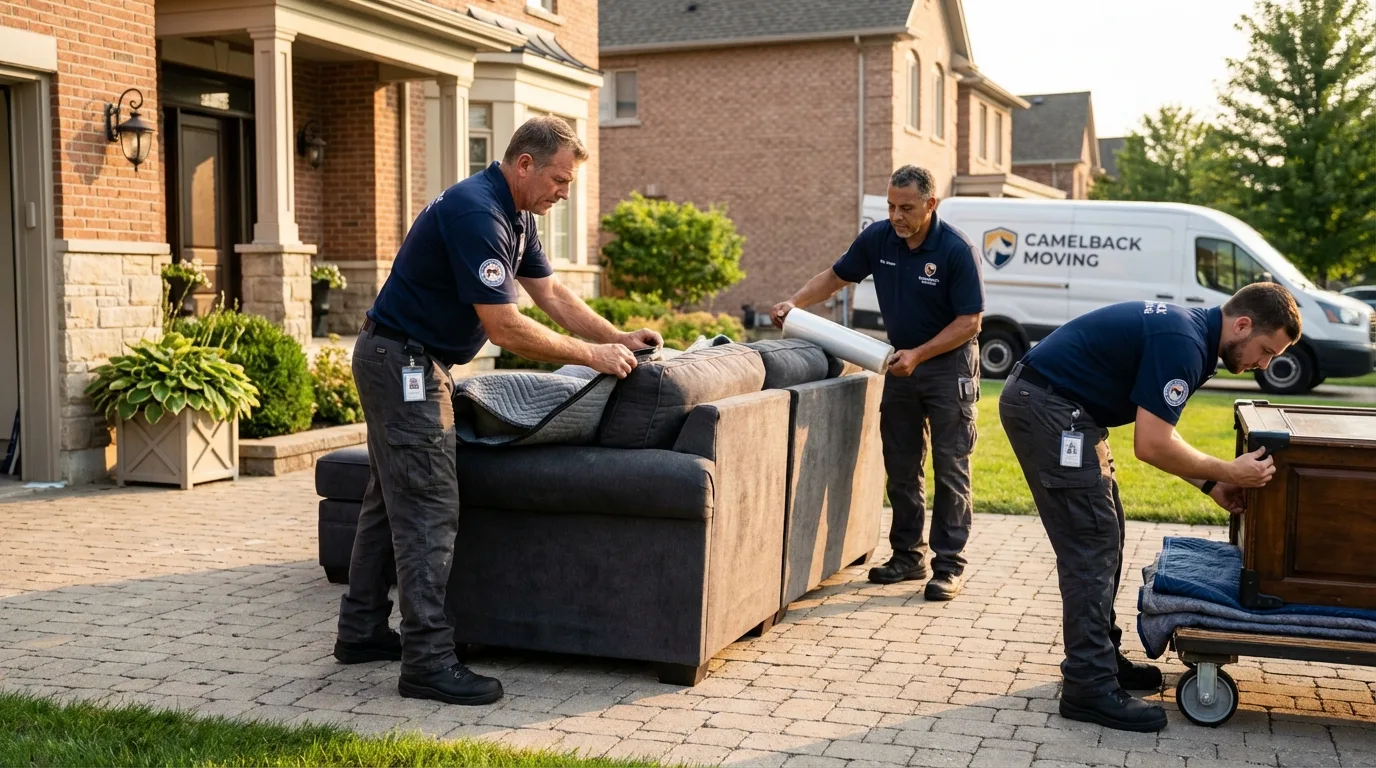 Large estate moving crew wrapping furniture in Richmond, MN